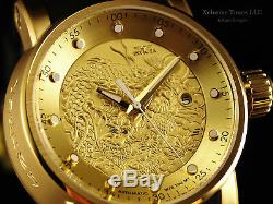 Invicta Men's S1 Yakuza Dragon 24J Automatic 18K Matte Gold IP Brown Strap Watch