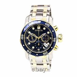 Invicta Men's Watch Pro Diver Chronograph Blue and Gold Tone Dial Bracelet 0077
