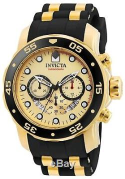 Invicta Men's Watch Pro Diver Scuba Chronograph Gold Tone and Black Dial 17566