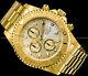 Invicta Mens Pro Diver Chronograph Champagne Dial 18K Gold Plated SS 200MT Watch