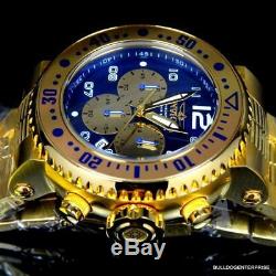 Invicta Pro Diver Combat Seal Gold Plated Steel Blue Chronograph 52mm Watch New