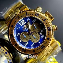 Invicta Pro Diver Combat Seal Gold Plated Steel Blue Chronograph 52mm Watch New