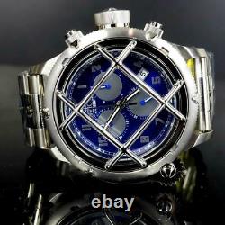 Invicta Russian Diver Nautilus Caged Swiss Mvt Steel Blue 52mm Chrono Watch New