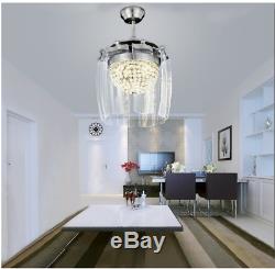 Invisible Crystal Ceiling Fan Light Lamp Chandelier Remote Control Home Fixture