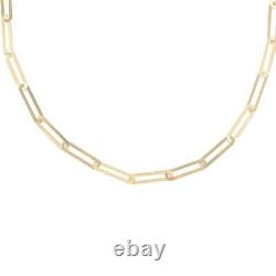 Italian 14K Yellow Gold Crystal 4.2mm Paperclip Necklace 18-20 6.20 Grams