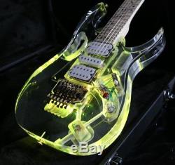 JEM Electric Guitar Crystal Acrylic Body with Coloful LED Light Can Control LED