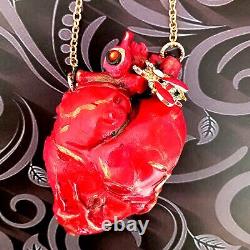 Jewelry talisman jewel necklace pendant amulet love attraction red heart bee bib
