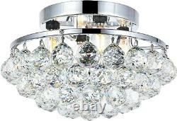 Kitchen Bedroom Hallway Crystal Balls Semi Flush Mount Chandelier 4 Light 14