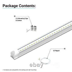 LED Integrated Tube Light Bulb T8 8ft 60W V Shape Clear, Plug and Play, Linkable
