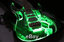 LED Light Electric Guitar Acrylic Body Crystal Guitar Can Control 9kinds Color