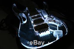 LED Light Electric Guitar Acrylic Body Crystal Guitar Can Control 9kinds Color