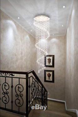 LED Modern Crystal Ball Spiral Rain Drop Ceiling Lighting Fixture Chandelier