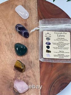LIBRA Crystal Set, 5x (Clear Q, Amethyst, Bloodstone, Tiger Eye, Rose Q.)