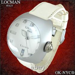 LOCMAN LUNA Ref 041 Watch Leather Strap WithR 3 ATM Date Aluminum Case 41 mm