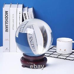 LONGWIN 200MM Clear Crystal Ball Meditation Glass Sphere Photo Prop Free Stand