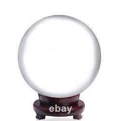 LONGWIN 200MM Clear Crystal Ball Meditation Glass Sphere Photo Prop Free Stand