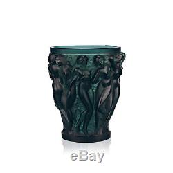 Lalique Crystal Bacchantes Deep Green Vase Small #10547700 Brand Nib Save$$ F/sh