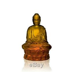 Lalique Crystal Buddha Sculpture Amber Small #10140300 Brand Nib Signed Save$ Fs