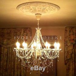 Large Vintage Chandelier 12 Arm Victorian Glass Crystal Light Lamp Ivory Big New