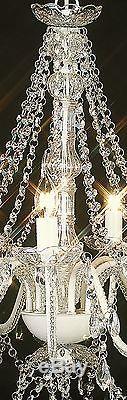 Large Vintage Chandelier 12 Arm Victorian Glass Crystal Light Lamp Ivory Big New