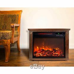 Lifesmart LS-IF1500-DOFP Large Room Quartz Infrared Fireplace Space Heater, Oak