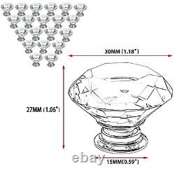 Lot Diamond Shape Crystal Glass Cabinet Knobs Drawer Kitchen Dresser Handle Pull
