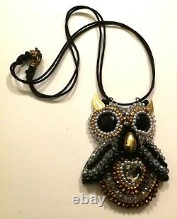 Lucky charm amulet woman necklace wicca talisman owl pendant crystal rhinestones