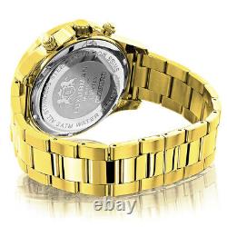 Luxurman Liberty Men's Yellow Gold Plated 0.2 Carats Real Diamond Watch