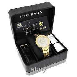 Luxurman Liberty Men's Yellow Gold Plated 0.2 Carats Real Diamond Watch