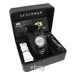 Luxurman Montana 2.15 Carats and 37MM Black Real Diamond Watch for Men & Women