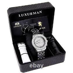 Luxurman Raptor Men's 0.25 Carats Real Diamond Watch with Stainless Steel Band