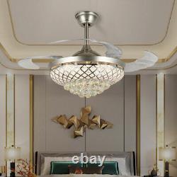 Luxury 42Crystal Chandelier Invisible Ceiling Fan Crystal LED Lights Remote