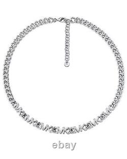 MICHAEL KORS MK Logo Silver Crystals Choker Necklace NWT $250 14k Gold Platinum