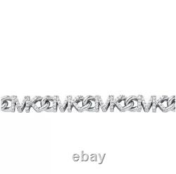 MICHAEL KORS MK Logo Silver Crystals Choker Necklace NWT $250 14k Gold Platinum