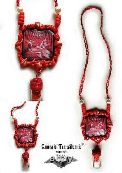 Magic talisman amulet pendant charm necklace italian design sign pisces red fish