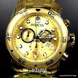 Men Invicta Pro Diver Scuba 18kt Gold Plated Steel Chronograph 48mm Watch New