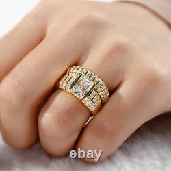 Men's 3.50CT Oval Cut Cubic Zirconia Wedding Set Ring Yellow Gold Plated