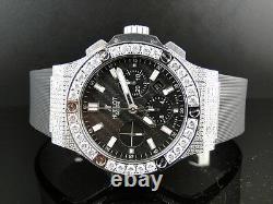 Mens Brand New Hublot Big Bang 44Mm Evolution Rubber Band Diamond Watch 10 Ct