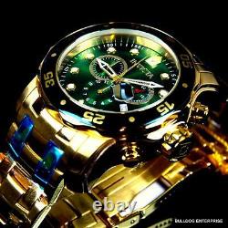 Mens Invicta Pro Diver Scuba 18kt Gold Plated Chronograph Green 48mm Watch New