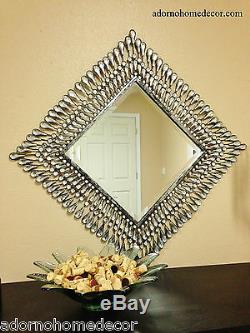 Metal Wall Square Crystal Mirror Rustic Modern Crystal Chic Wall Decor Unique