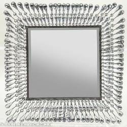 Metal Wall Square Crystal Mirror Rustic Modern Crystal Chic Wall Decor Unique