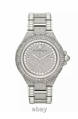Michael Kors MK5869 Camille Crysta Pave Silver Tone Women Watch Brand New