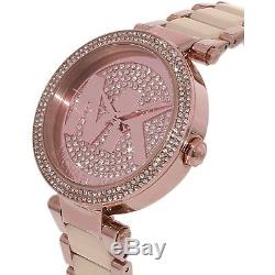 Michael Kors MK6176 Women's Parker Rose-Gold Stainless-Steel Crystal Logo Watch