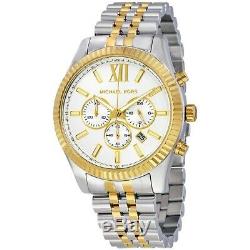 Michael Kors MK8344 Mens Lexington Silver Gold Two Tone Steel Quartz Wrist watch