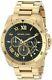 Michael Kors MK8481 Brecken Black Dial Gold Tone Men Wrist Watch Brand New