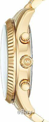 Michael Kors MK8494 Gold Tone Lexington Chrono Unisex Wrist Watch Brand New