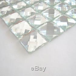 Mirror Tiles Silver Bathroom Wall Sheets Crystal Diamond Mosaic Tile Deco(11PCS)