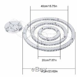 Modern 3-Ring Circle Ceiling Chandelier LED Crystal Pendant Light White HOME MY