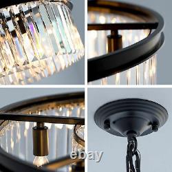 Modern K9 Crystal Chandelier Raindrop Round Pendant Ceiling Lighting Fixture