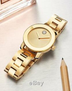 Movado Bold Crystal Swiss Gold Museum Dial Gold Ion-Plated Women's Watch 3600104